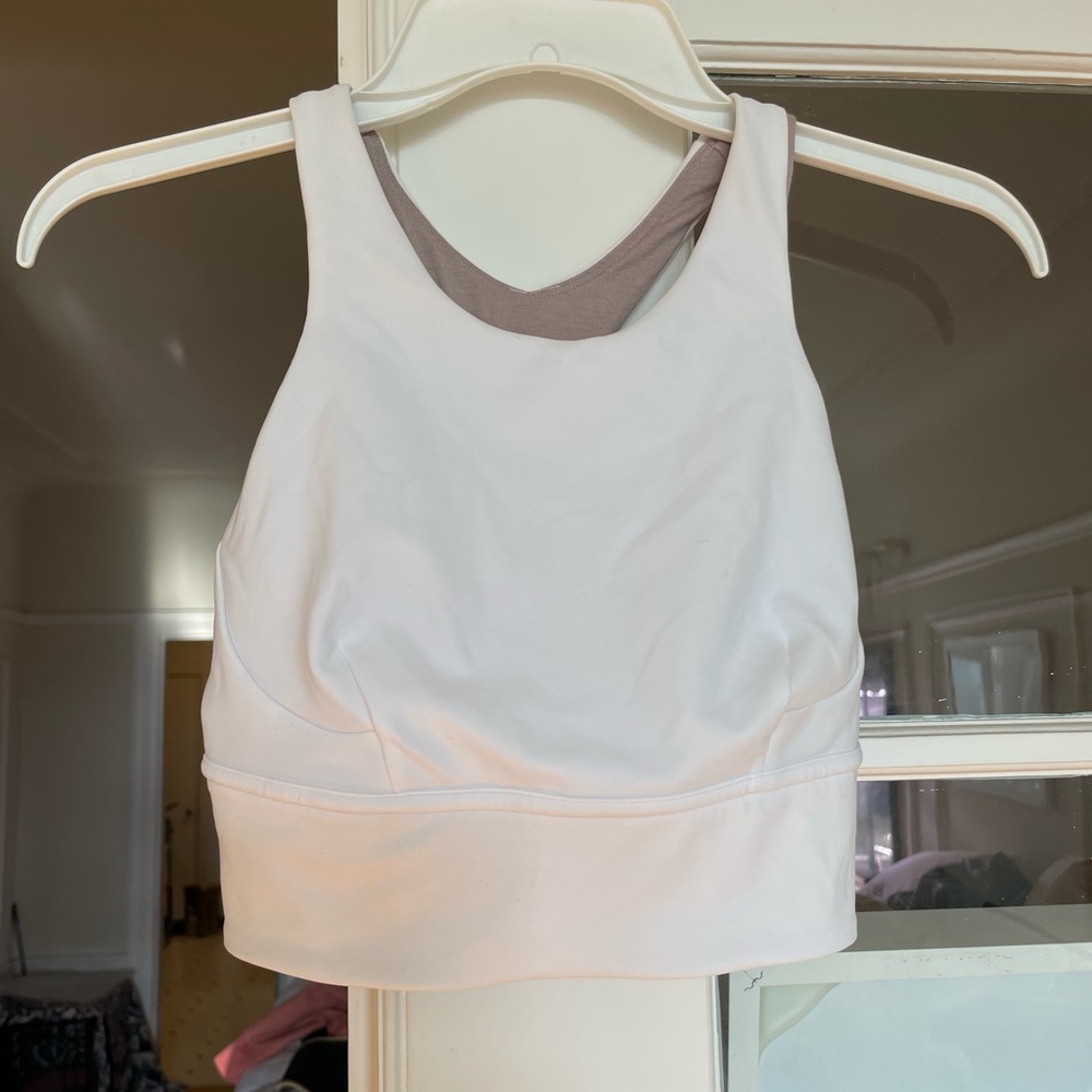 EUC Lululemon Wunder Train Longline Bra, White, Size 6
